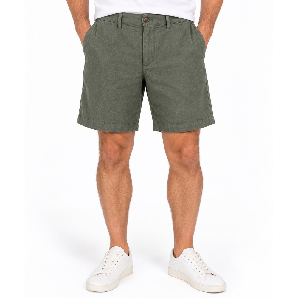 Banana Republic Mens Linen-Blend 7" Short Olive Green 853433-04-1 Size 30 NWT
